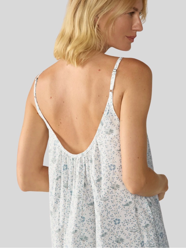 Coyuchi Isla Organic Cotton Night Dress In Tidal Meadow Blue & White — image 4 of 4